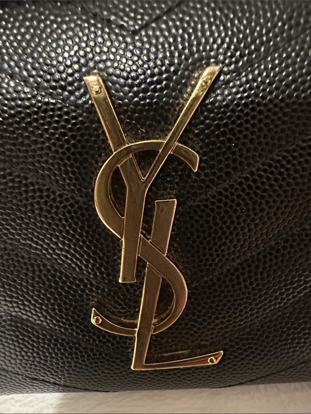Saint Laurent Black Chevron Quilted Zip-Around Wallet with Gold YSL - Picture 2 of 13